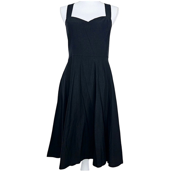 Unique & Classic Women's Black Retro Corset Bustier Swing Dress size L - Picture 2 of 16